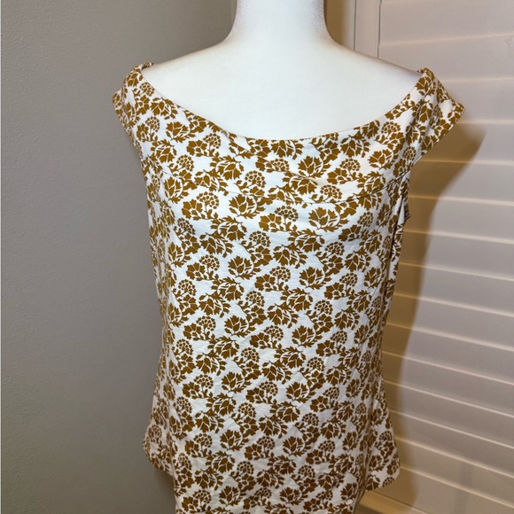 NWT Ann Taylor Brown and White Off Shoulder career Blouse size L - Picture 4 of 8